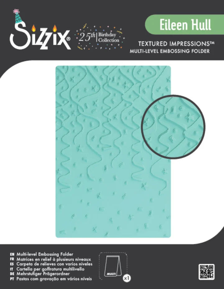 Sizzix Party Time Multi-Level Textured Impressions Embossing Folder by Eileen Hull - 667131
