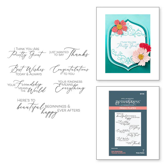 Spellbinders New Beginnings Timeless Sentiments Press Plates from the Timeless Collection