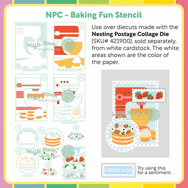 Waffle Flower Craft Nesting Postage Collage Baking Fun Stencil