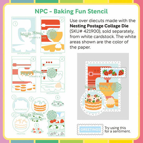 Waffle Flower Craft Nesting Postage Collage Baking Fun Stencil