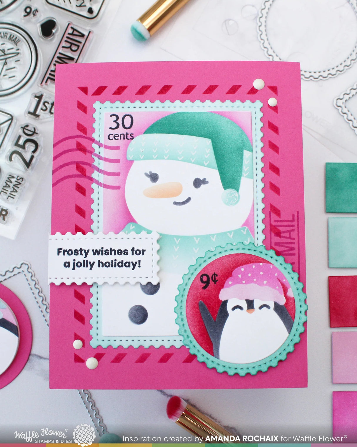 Waffle Flower Crafts Nesting Postage Collage Die