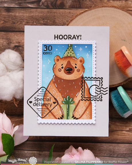 Waffle Flower Crafts Nesting Postage Collage Stamp Set