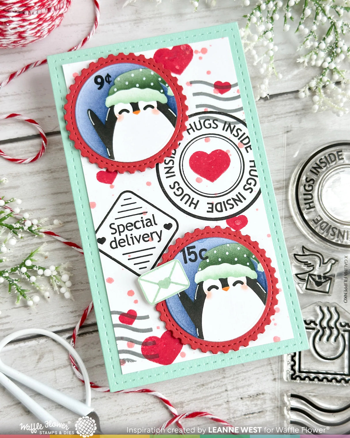 Waffle Flower Crafts Nesting Postage Collage Stamp Set