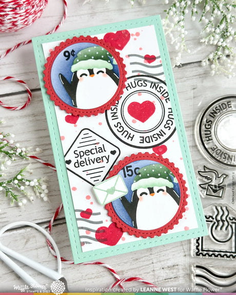 Waffle Flower Crafts Nesting Postage Collage Stamp Set