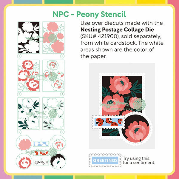 Waffle Flower Craft Nesting Postage Collage Peony Stencil