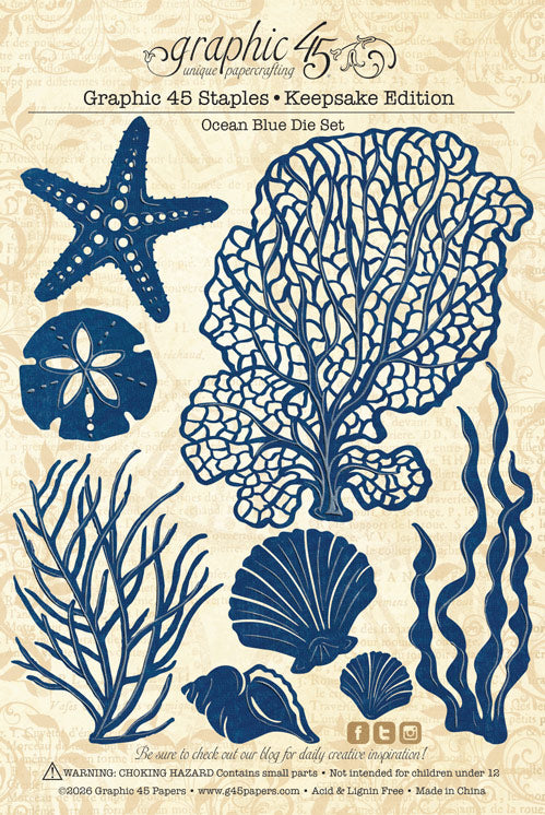 Graphic 45 Ocean Blue — Keepsake Kit with Exclusive Metal Die-Set