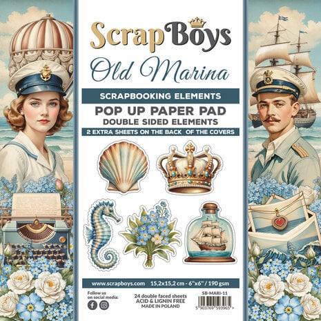 ScrapBoys Old Marina 6x6 Inch Pop Up Paper Pad (SB-MARI-11)