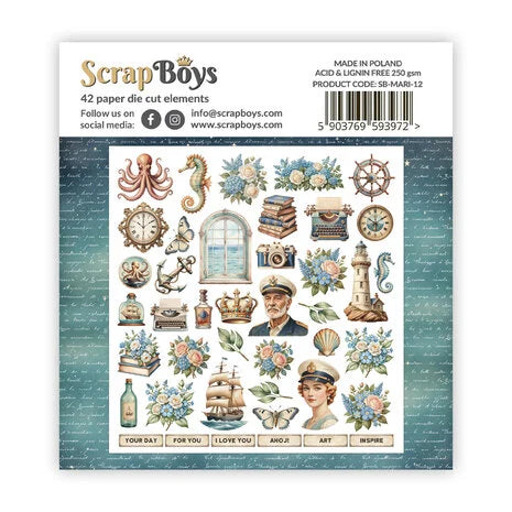 ScrapBoys Old Marina Double Sided Die Cut Elements (42pcs) (SB-MARI-12)