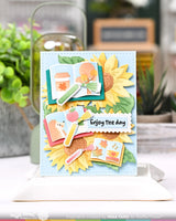 Waffle Flower Crafts Open Book Bookmark Coloring Stencil