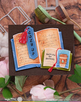 Waffle Flower Crafts Open Book Bookmark Sentiments Stamp Set