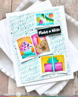 Waffle Flower Crafts Open Book Trio Birthday Stencil