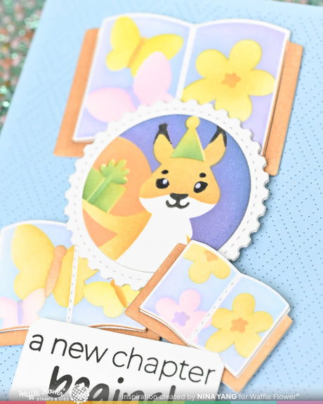 Waffle Flower Crafts Open Book Trio Butterfly Stencil