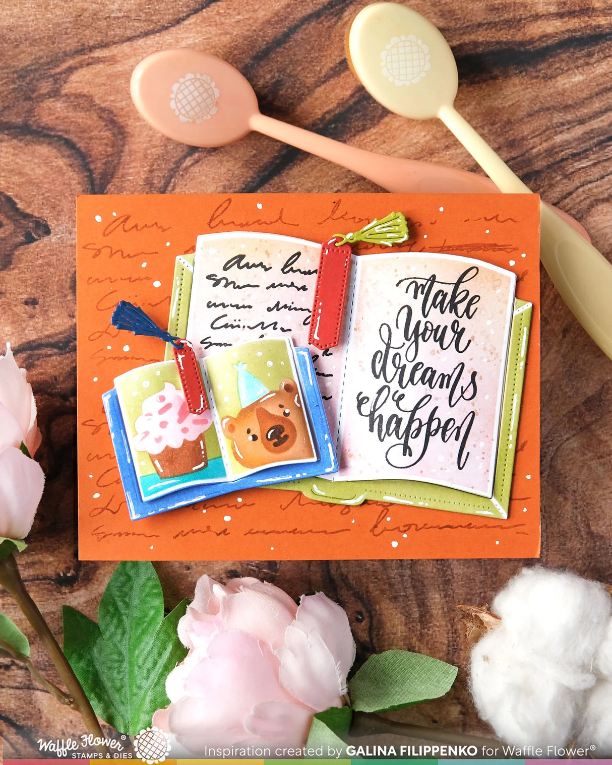 Waffle Flower Crafts Open Book Trio Coloring Stencil