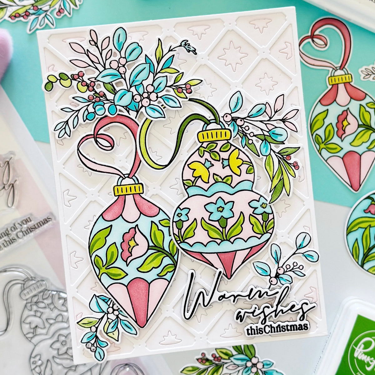 Pinkfresh Studio Seasonal Sprigs stamp die stencil washi bundle