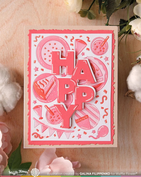 Waffle Flower Crafts Overlapping Vertical Happy Word Die