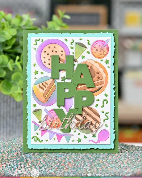 Waffle Flower Crafts Overlapping Vertical Happy Word Die