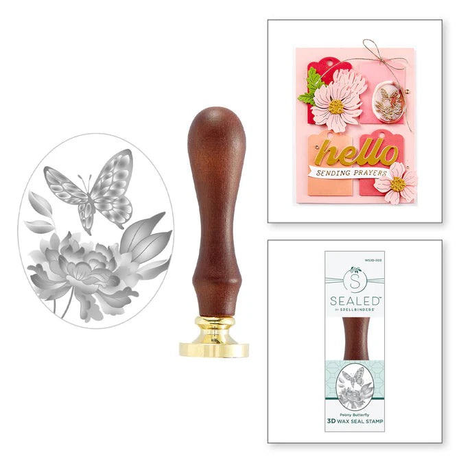 Spellbinders Peony Butterfly Wax Seal Stamp from the Sealed 3D Botanical Collection