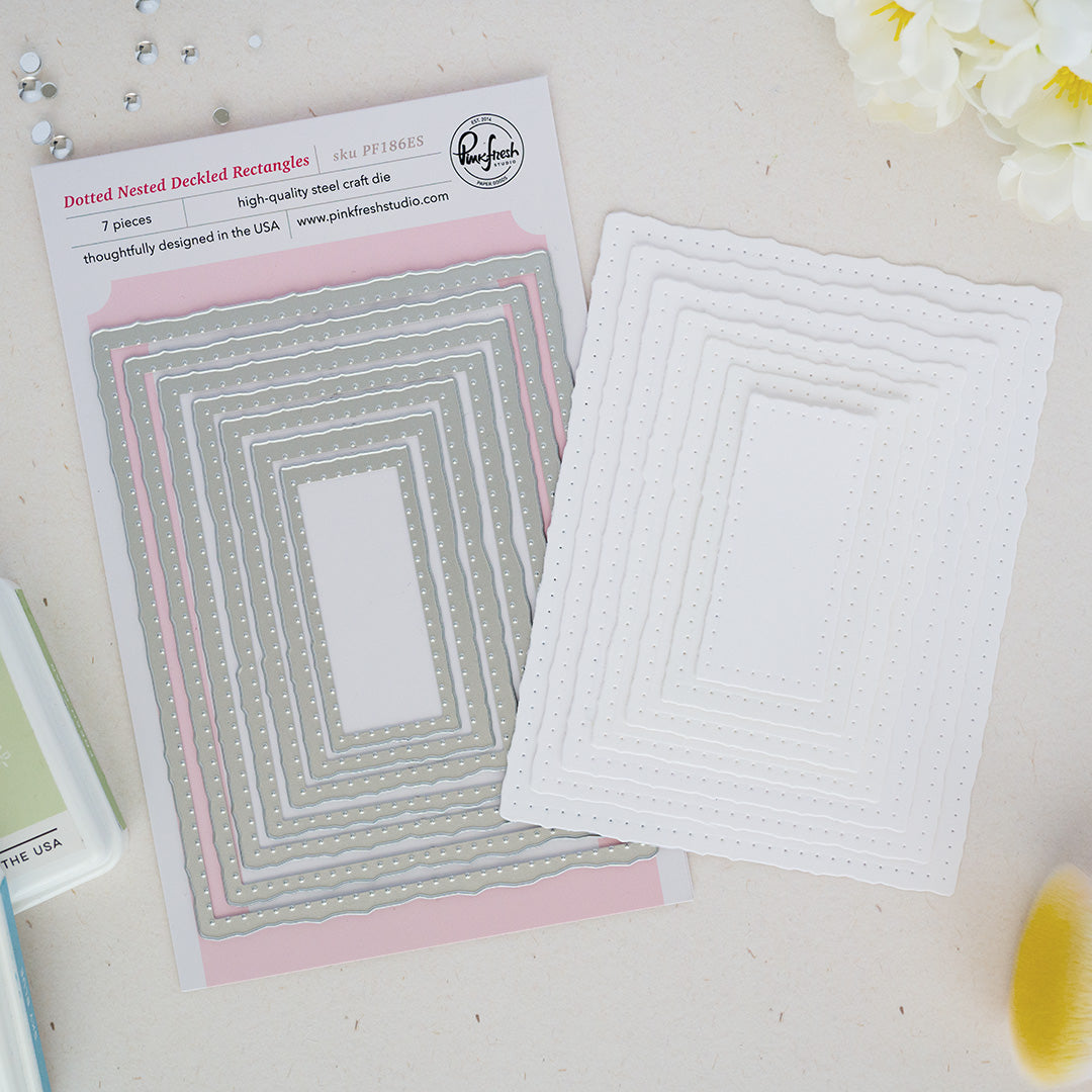 Pinkfresh Studio Dotted Nested Deckled Rectangles Die - PF186ES