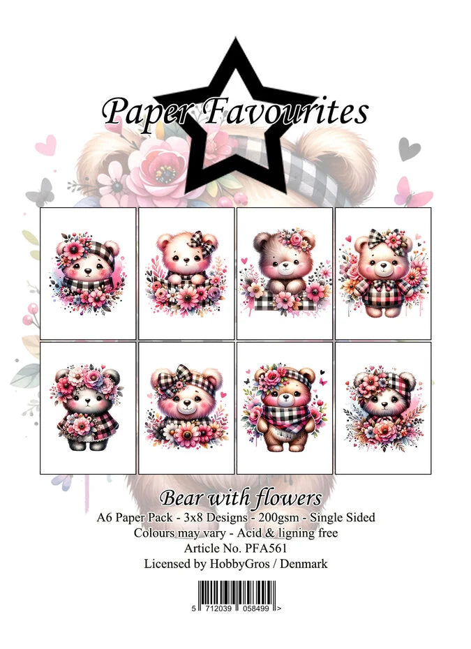 Paper Favourites Bear With Flowers A6 Paper Pack (PFA561)