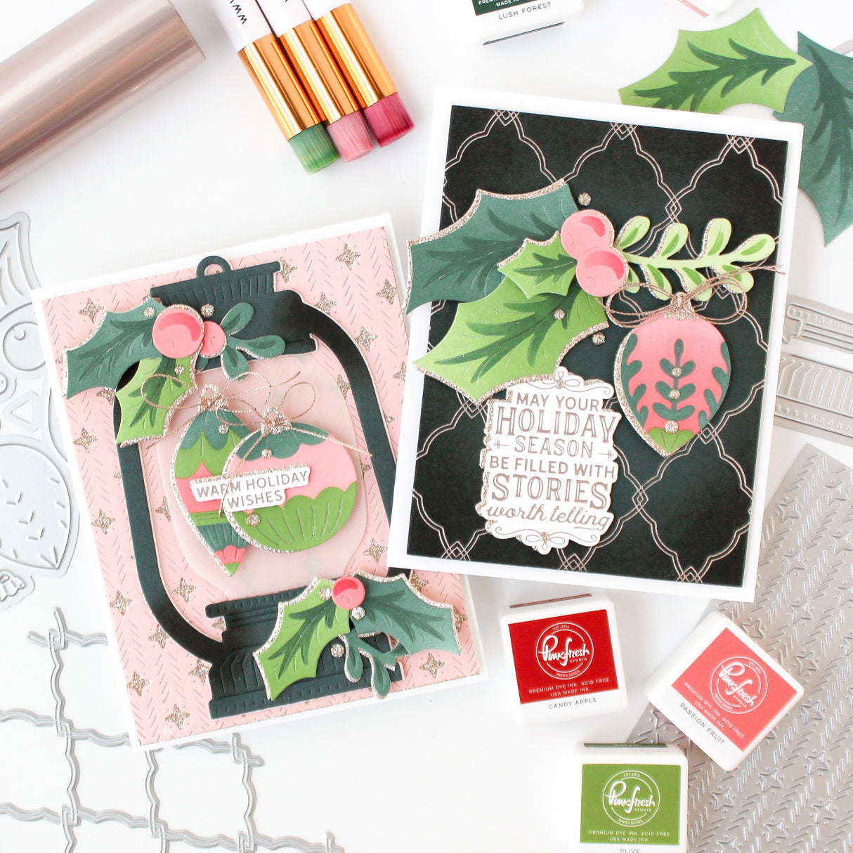 Pinkfresh Studio Timeless Tidings stencil/ Die Bundle