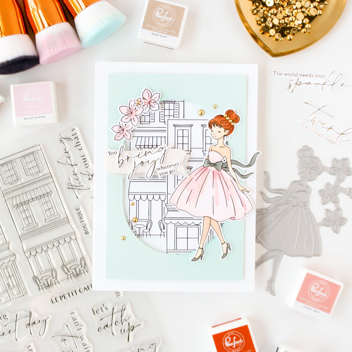 Pinkfresh Studio Couture Grace Stamp, Die & Stencil Bundle