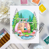Pinkfresh Studio Retro Camp Days Stamp/ Die/ Stencil Bundle