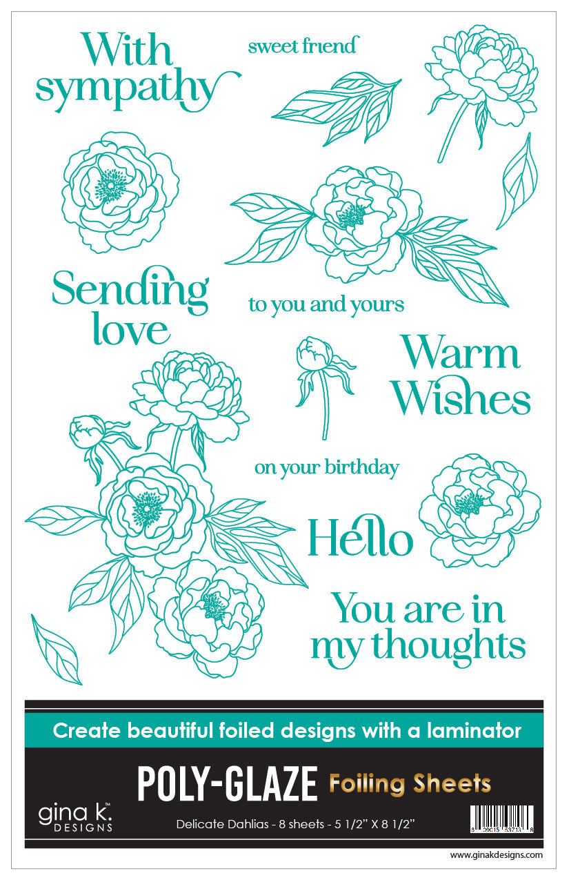 Gina K Design POLY-GLAZE Foiling Sheets- Delicate Dahlias