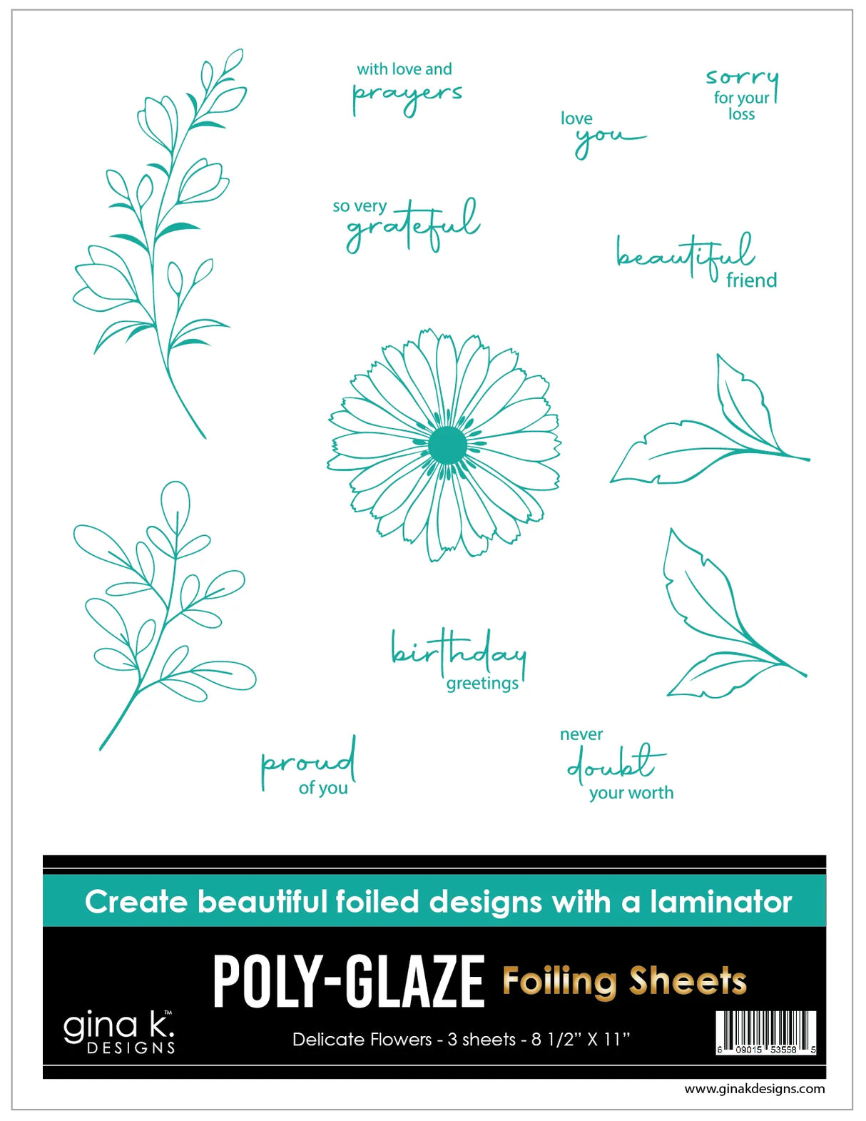 Gina K Designs POLY-GLAZE Foiling Sheets- Delicate Flowers