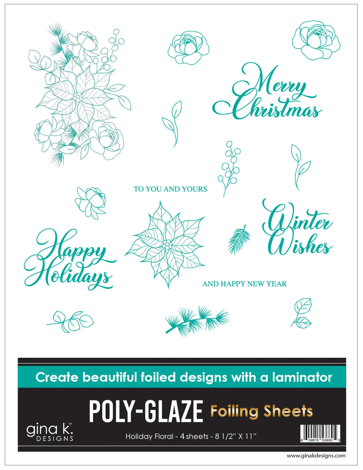 Gina K Designs POLY-GLAZE Foiling Sheets- Holiday Floral