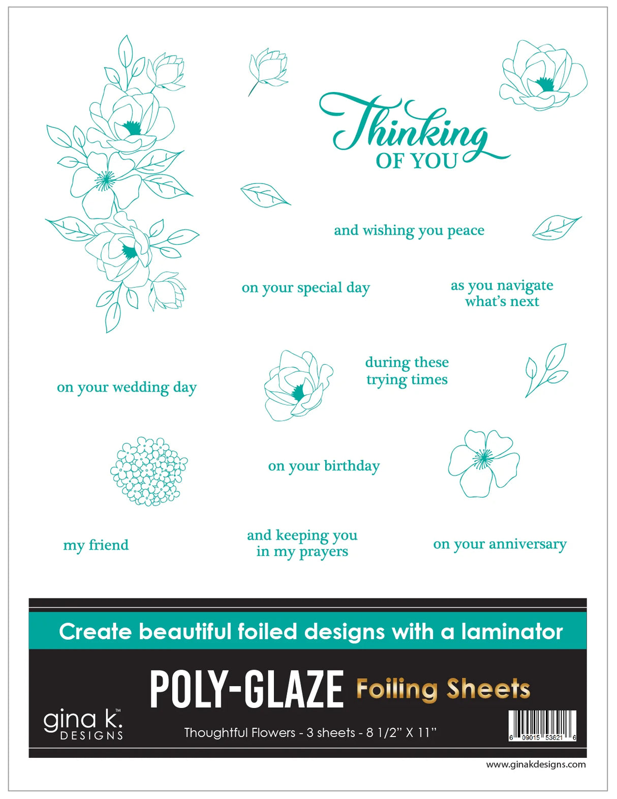 Gina K Designs POLY-GLAZE Foiling Sheets- Thoughtful Flowers