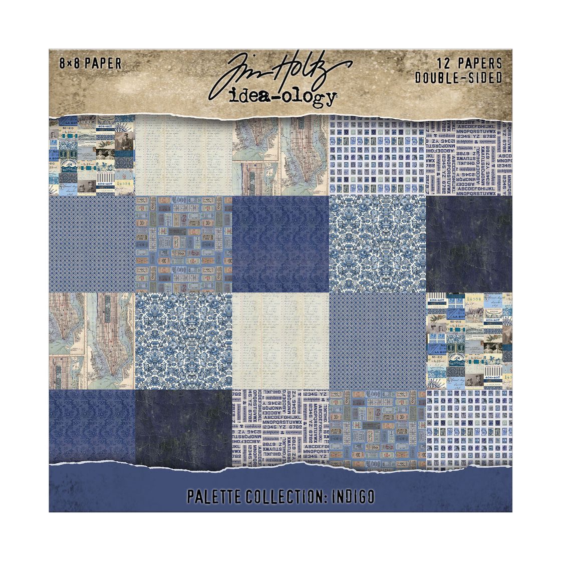Tim Holtz - Advantus Idea-ology Double-Sided Cardstock 8"X8" 12/Pkg Palette Collection: Indigo