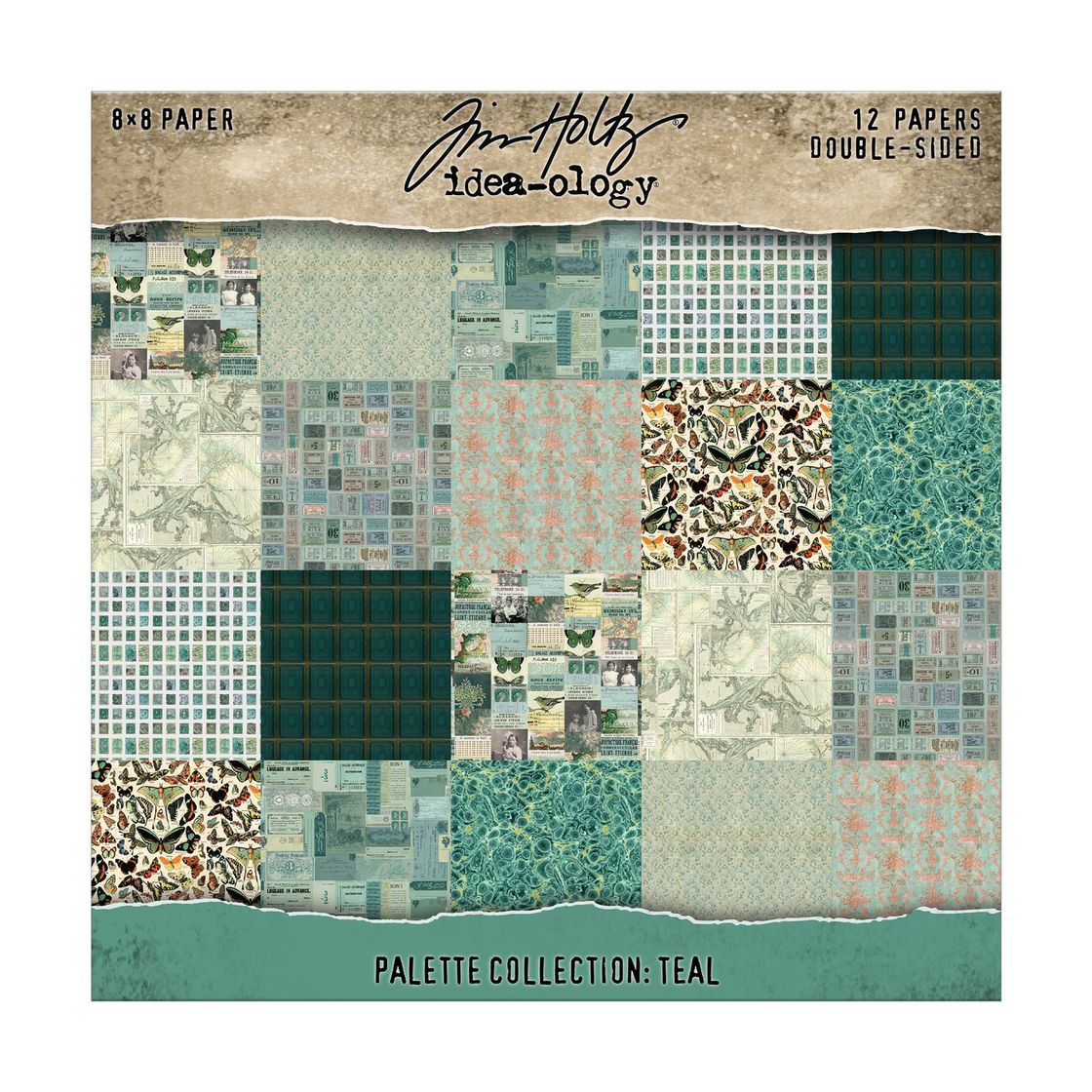 Tim Holtz - Advantus Idea-ology Double-Sided Cardstock 8"X8" 12/Pkg Palette Collection: Teal