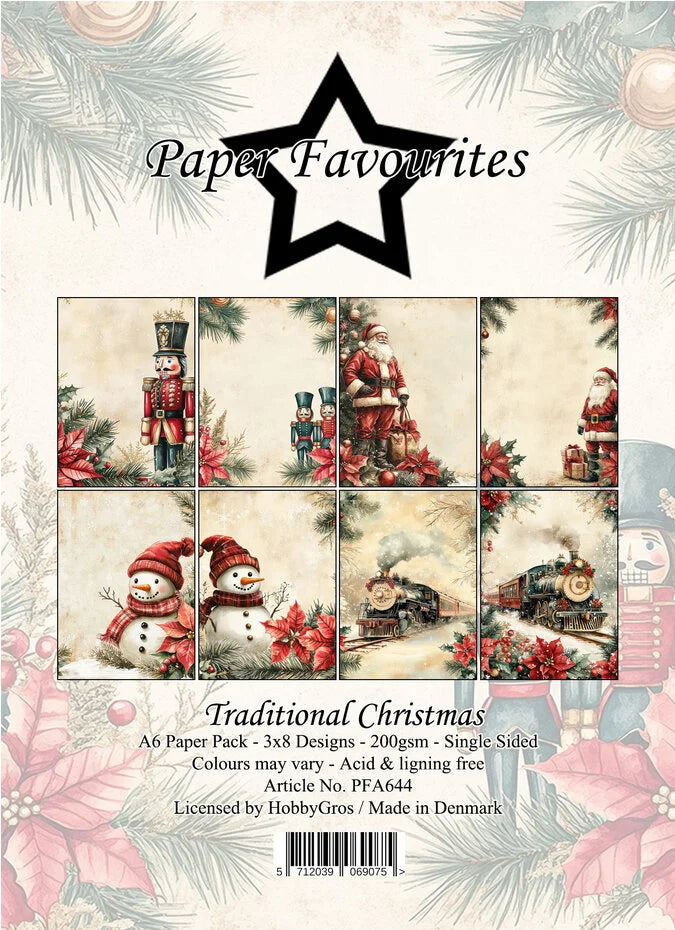 Paper Favourites Traditional Christmas A6 Paper Pack - PFA644