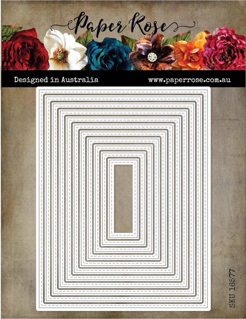 Paper Rose Studio Stitched Rectangles 4.25 x 5.5" Metal Cutting Die 16577