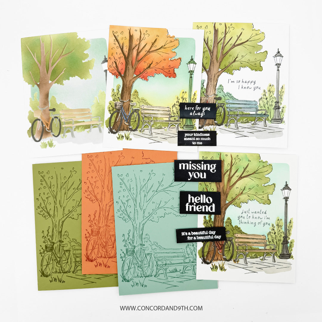 Concord & 9th Park Bench Stamp Set (6 x 6) & Stencil Bundle