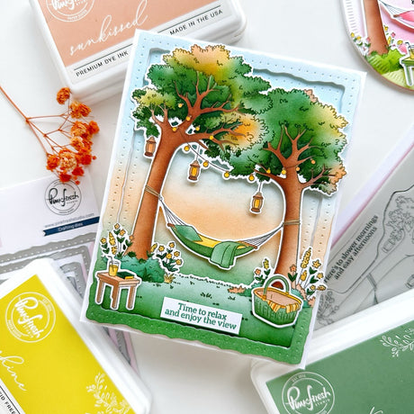 Pinkfresh Studio Peaceful Pause Cling Stamp/ Die/ Stencil Bundle