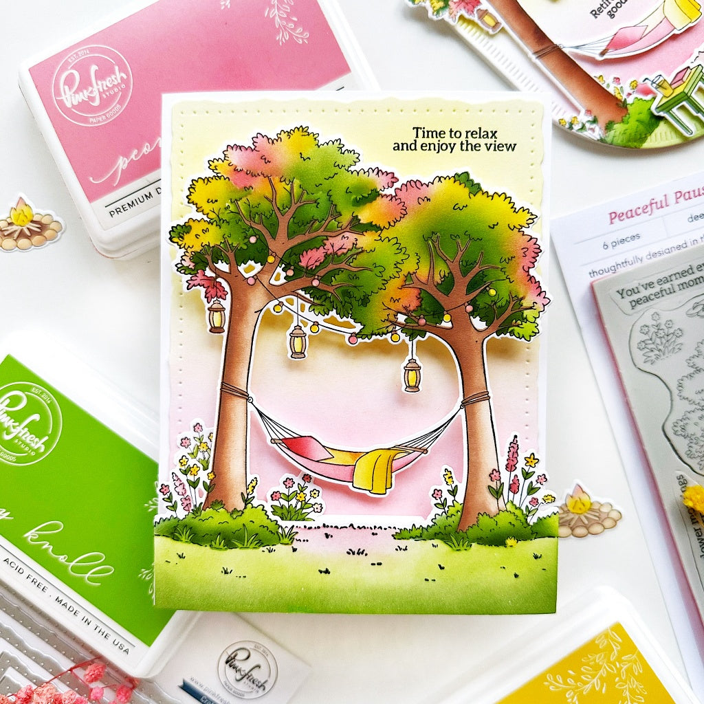 Pinkfresh Studio Peaceful Pause Cling Stamp/ Die/ Stencil Bundle