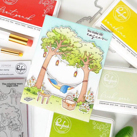 Pinkfresh Studio Peaceful Pause Cling Stamp/ Die/ Stencil Bundle