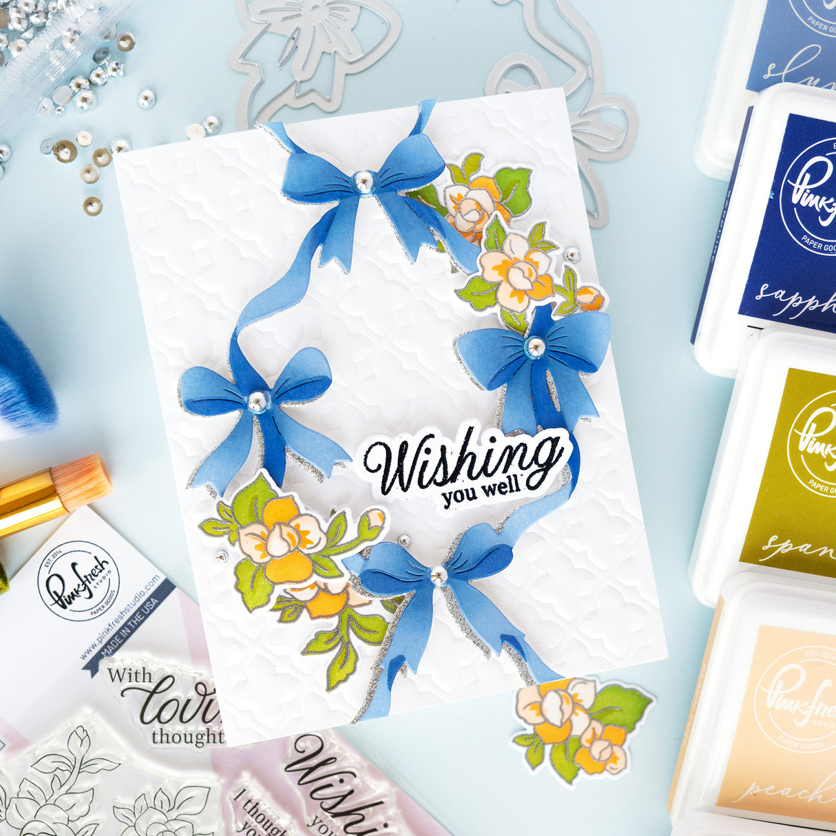 Pinkfresh Studio Ribbon Splendor stencil / Die Bundle