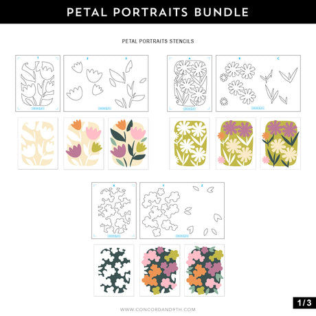 Concord & 9th Petal Portraits Stamp Set (4 x 4) & Die Bundle