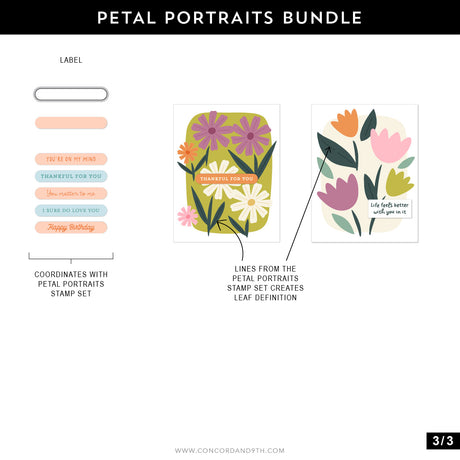 Concord & 9th Petal Portraits Stamp Set (4 x 4) & Die Bundle