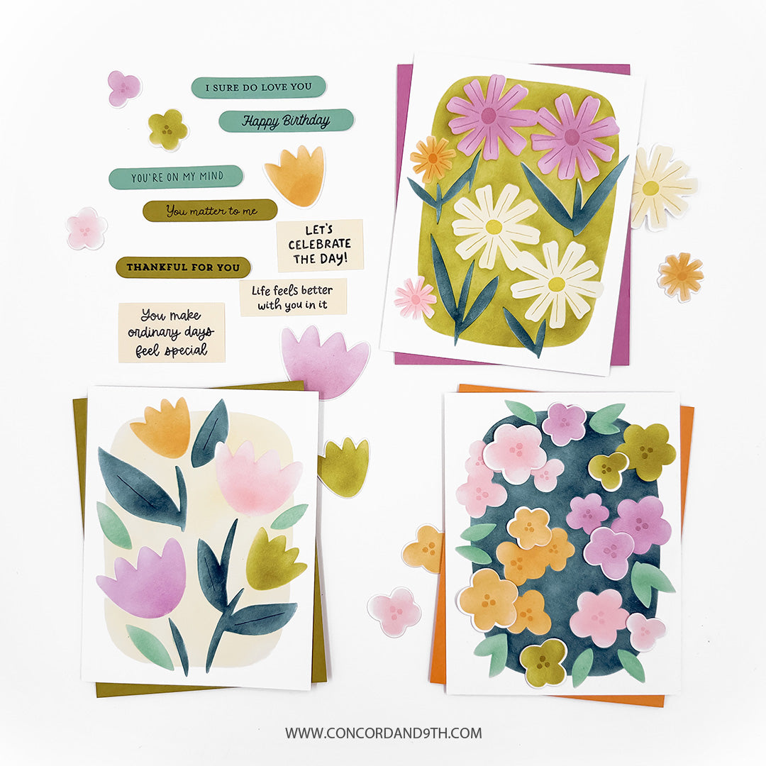 Concord & 9th Petal Portraits Stamp Set (4 x 4) & Die Bundle