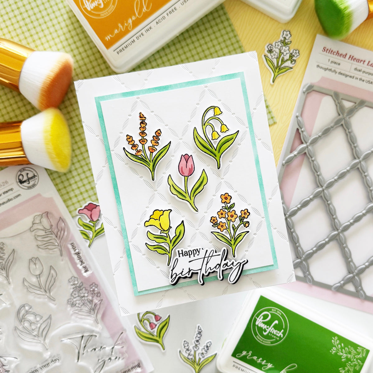 Pinkfresh Studio Petite Florals Stamp, die & stencil Bundle