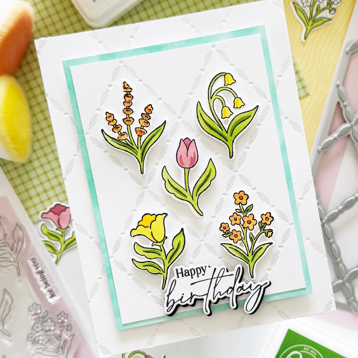 Pinkfresh Studio Petite Florals Stamp, die & stencil Bundle