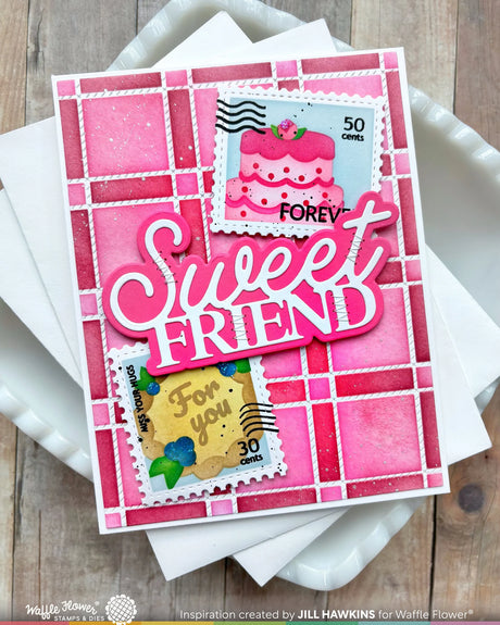 Waffle Flower Craft Picnic Plaid Stencil