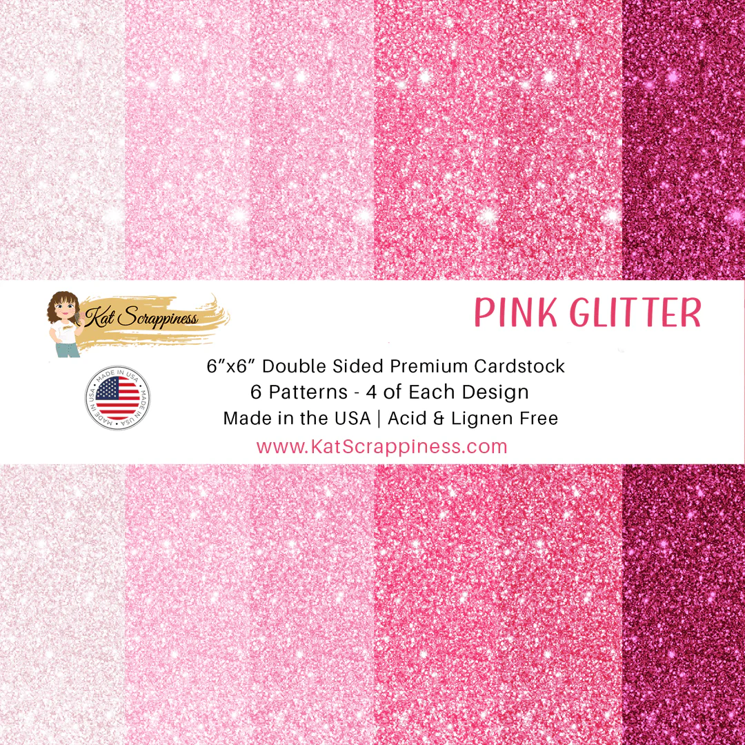 Kat Scrappiness Pink Faux Glitter 6x6 Paper Pad