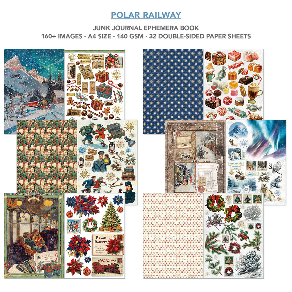 Ciao Bella Polar Railway A4 Junk Journal Ephemera Book (32pcs) (CBB018)
