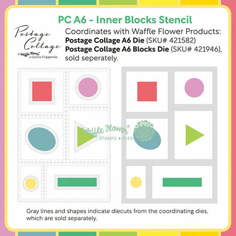 Waffle Flower Crafts Postage Collage A6 Inner Blocks Stencil