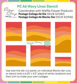Waffle Flower Crafts Postage Collage A6 Wavy Lines Stencil