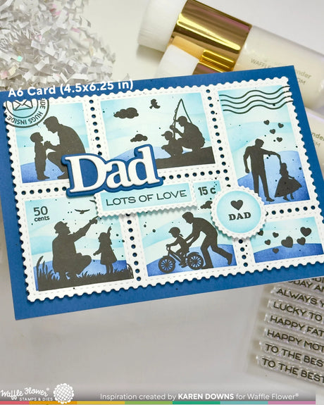 Waffle Flower Crafts Postage Collage A6 Wavy Lines Stencil